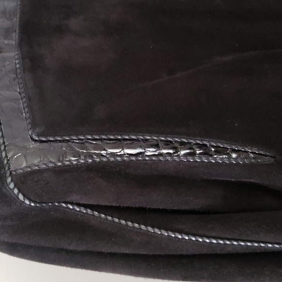 Beltrami Black Suede, Crocodile & Fur Collar & Lining Jacket - Picture 8 of 14